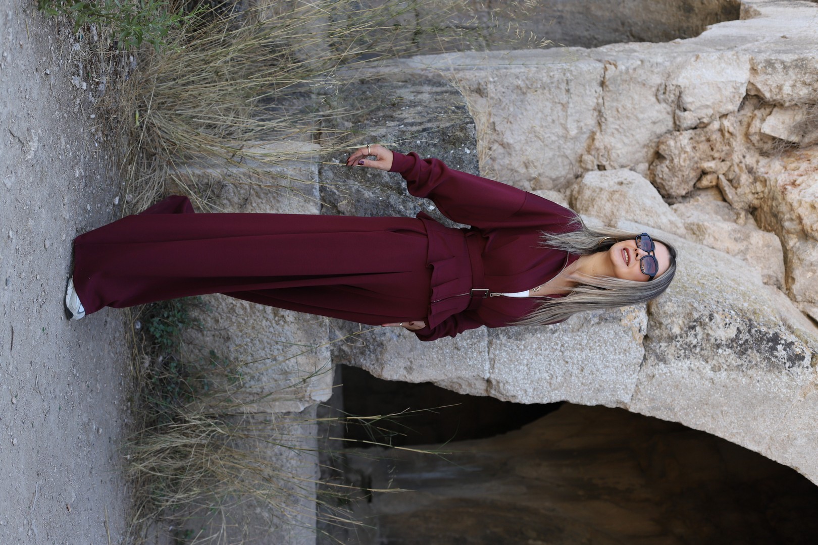 Bordo Kemer Detaylı Fermuarlı Modal Takım