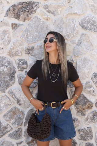 Acı Kahve Basic Bisiklet Yaka Tshirt