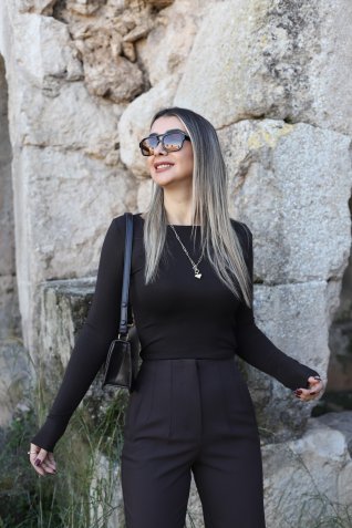Acı Kahve Geniş Yaka Bluz