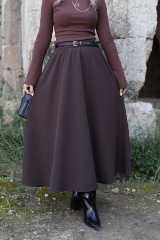 Acı Kahve Kloş Cepli Etek