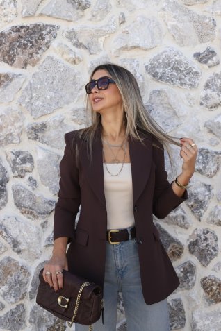 Acı Kahve Premium Nervür Detay Blazer