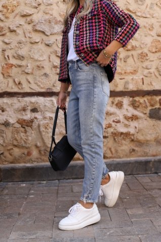 Açık High Rise Mom Jean