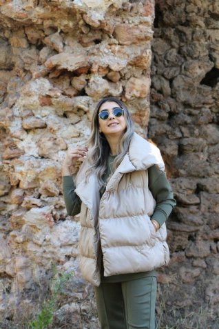 Açık Kahve Kuruvaze Şişme Yelek