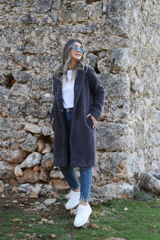 Antrasit Peluş Kaban