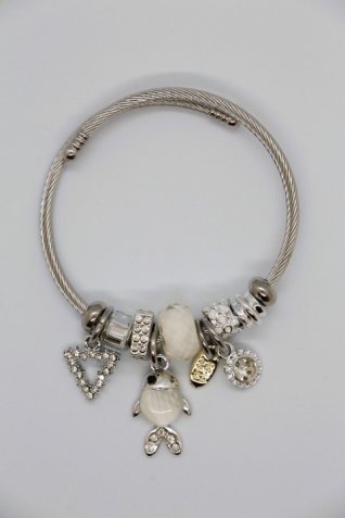 B-29 Gümüş Beyaz Balık Charm Bileklik