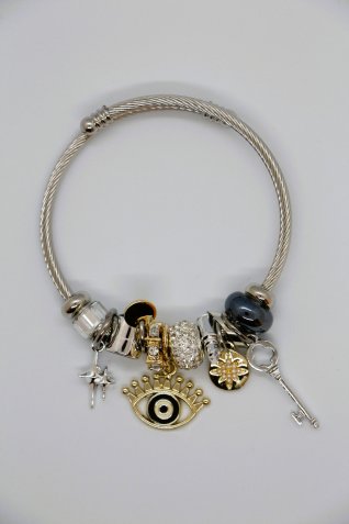 B-29 Gümüş Nazar Boncuk Charm Bileklik