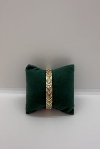 B-37 Gold Balık Sırtı Taşlı Tasarım Bileklik