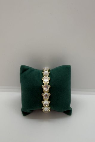 B-37 Gold Yıldız Taşlı Tasarım Bileklik