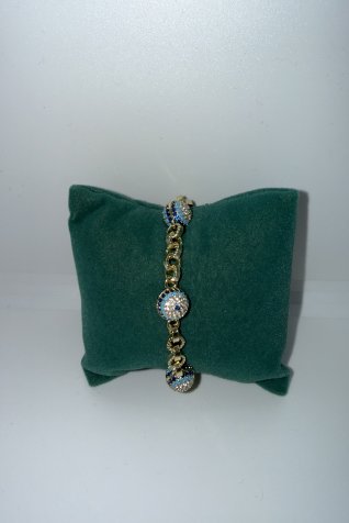 B-4 Gold Nazar Boncuklu Topçuk Bileklik