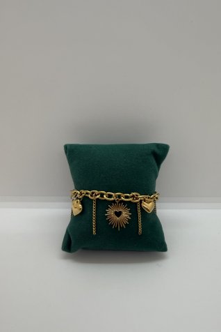 B-47 Gold Güneş Kalp Zincir Bileklik