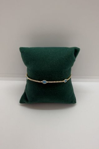 B-48 Gold Mavi Badem Taşlı Bileklik