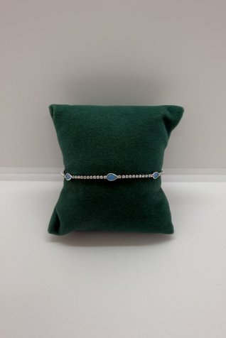 B-48 Gümüş Mavi Badem Taşlı Bileklik