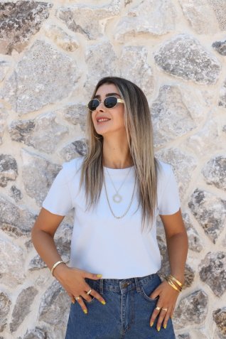 Bebe Mavi Basic Bisiklet Yaka Tshirt