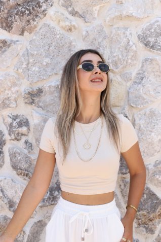 Bej Modal Crop Top
