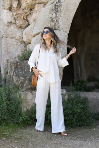 Bej Palazzo Gömlekli Gofre Takım