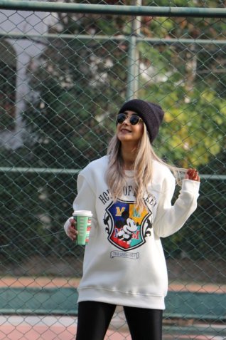 Beyaz Baskılı Sweat