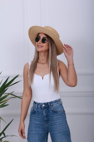 Beyaz Damla Yaka Body Suit