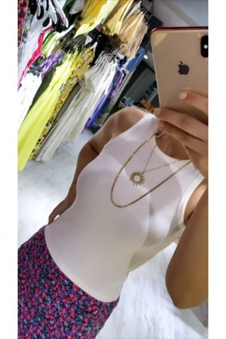 Beyaz Halter Askılı