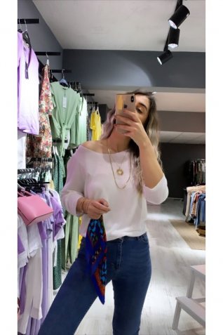 Beyaz Merserize Bluz