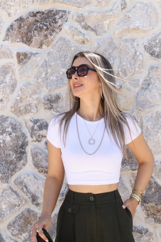 Beyaz Modal Crop Top