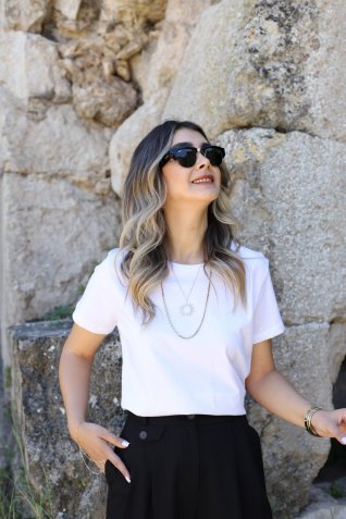 Beyaz Pamuklu Basic Tshirt