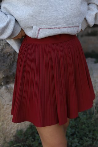 Bordo Fırfır Şort Etek