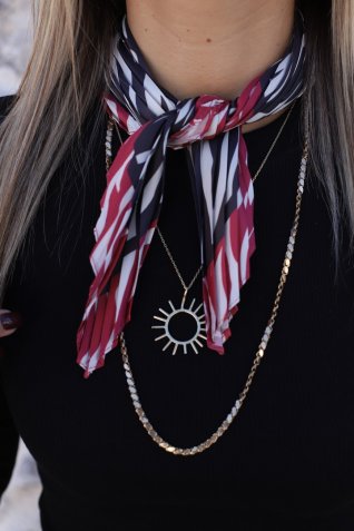 Bordo Zebra Desen Piliseli Fular