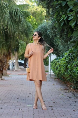 Camel Tensel Kumaş Elbise