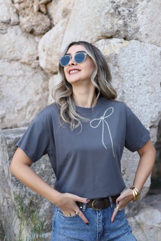 Füme Geniş Kurdela Tshirt