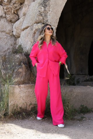 Fuşya Palazzo Gömlekli Gofre Takım