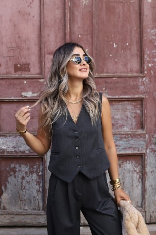 Gri 5 Düğmeli Yelek