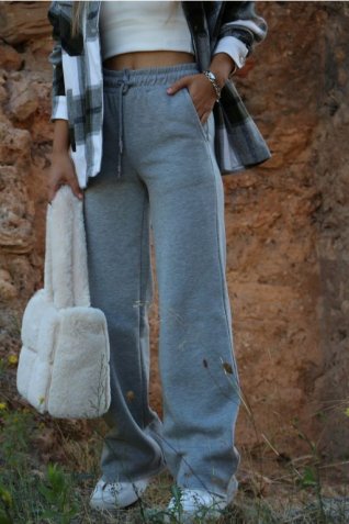 Gri Bol Paça Eşoftman