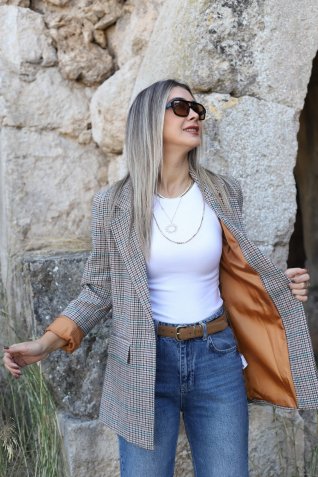 Hardal Astarlı Kazayağı Blazer