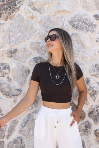 Kahve Modal Crop Top