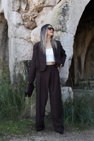 Kahve Pantolon Detaylı Premium Ceket Takım