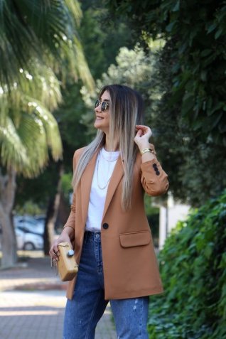 Kahve Tek Düğme Blazer