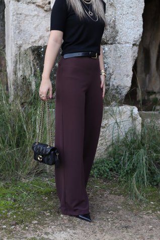 Kahve Yan Fermuar Detay Palazzo