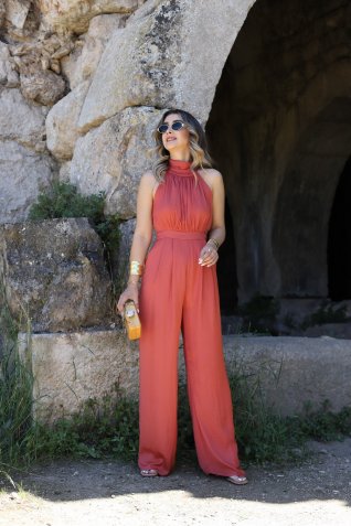 Kiremit Halter Yaka Kolsuz Tulum