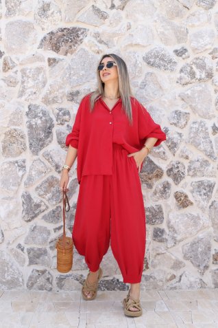 Kırmızı Gömlekli Şalvar Takım
