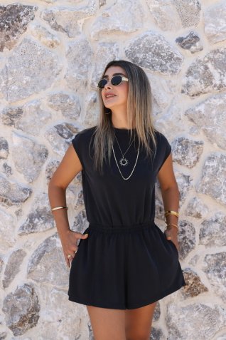 Koyu Füme Modal Lastikli Sırt Dekolteli Tulum