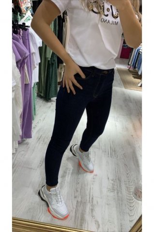 Koyu Lacivert Yüksek Bel Skinny Jean