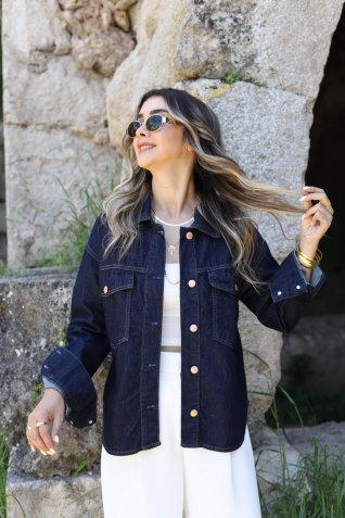 Koyu Mavi Orjin Denim Gömlek