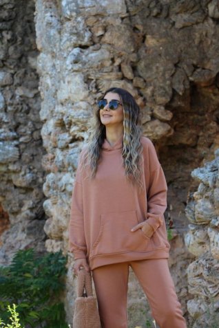 Koyu Somon Cepli Eşofman Takımı