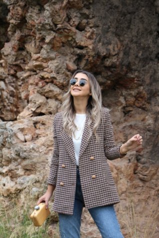 Kum Torba Cep Blazer Ceket