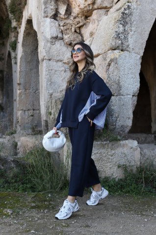 Lacivert Gömlek Detay Modal Takım