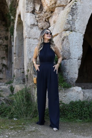 Lacivert Halter Yaka Kolsuz Tulum