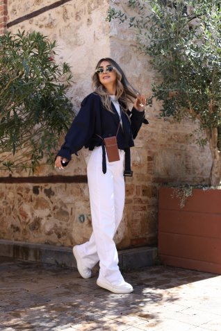 Lacivert Reglan Kısa Trenç