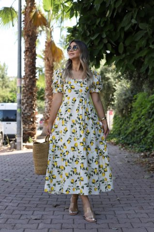 Limon Desen Keten Elbise