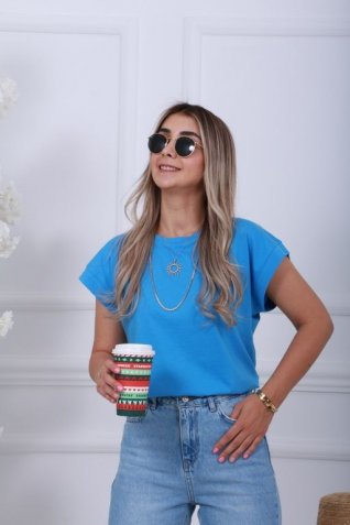 Mavi Bisiklet Yaka Kol Detay Tshirt
