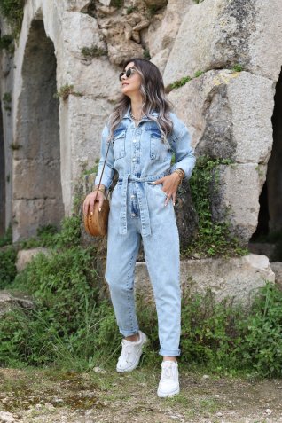 Mavi Kendinden Kemerli Jean Tulum